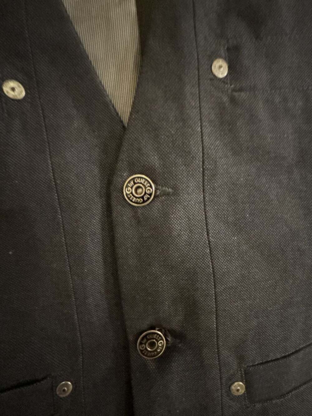 G by Guess Black Denim Steampunk Goth Waistcoat Vest - Picture 3 of 8